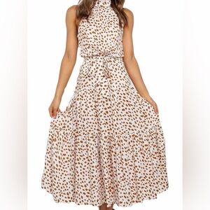 Leopard Print Halter Maxi Dress
